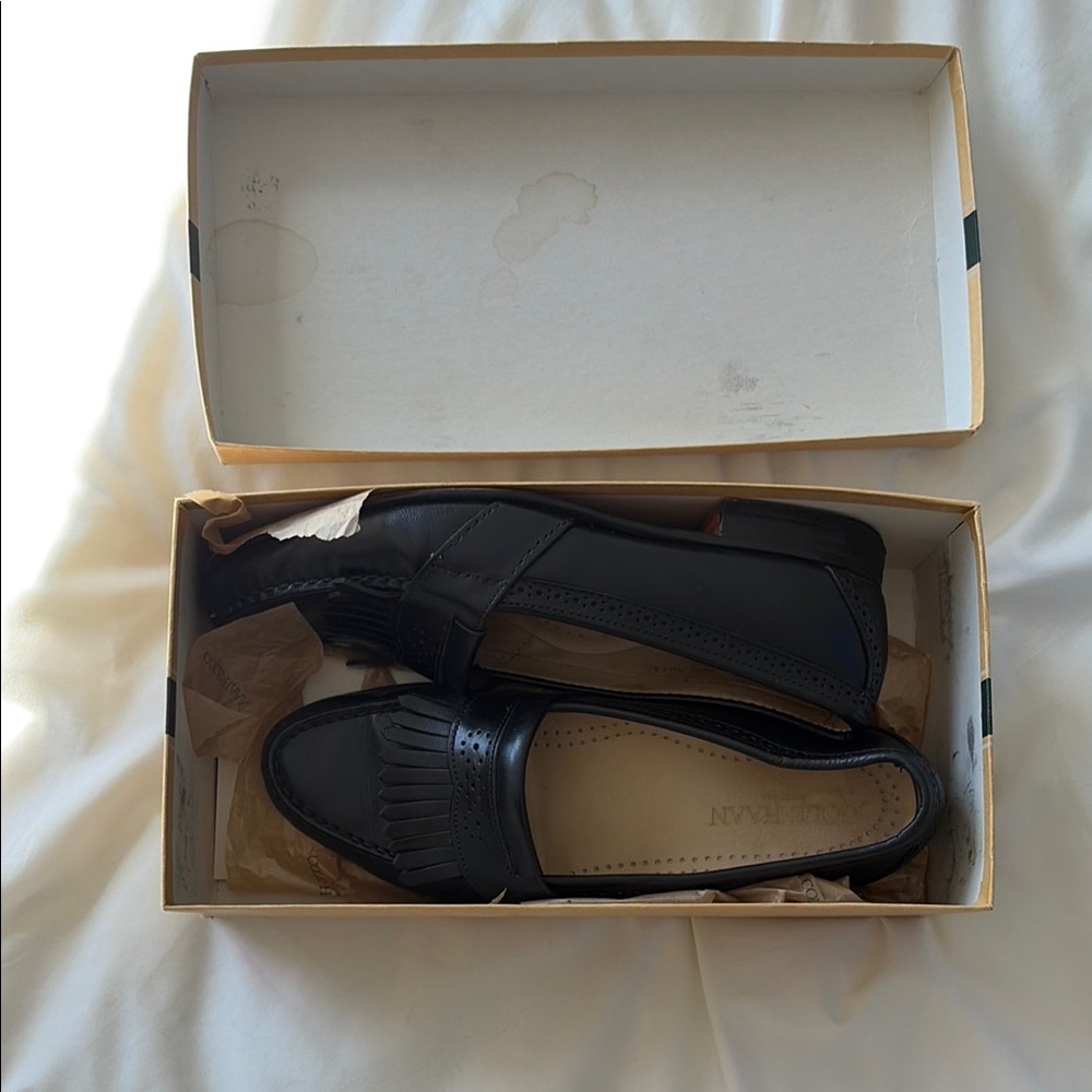 Cole Haan Black Leather Slip-On Shoes